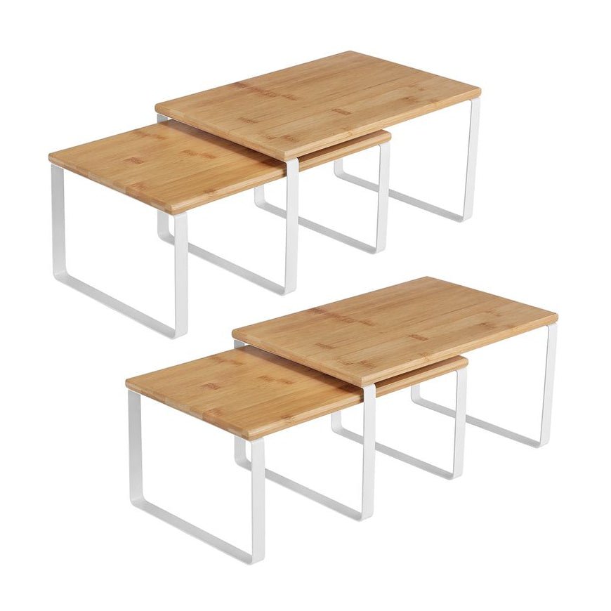 Songmics Σετ με 4 Ξύλινα Ράφια για τον Πάγκο - Cloud White / Natural Beige - KCS010N01V1