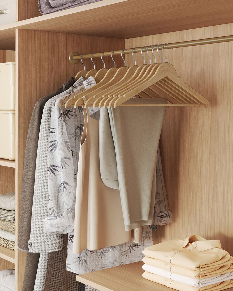 Songmics Σετ με 30 Ξύλινες Κρεμάστρες Ρούχων - Natural - CRW030K01