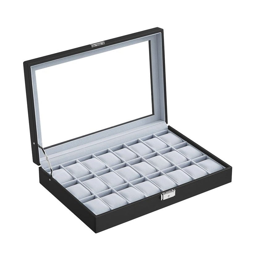 Songmics Θήκη Αποθήκευσης για 24 Ρολόγια - Black - JWB024V1