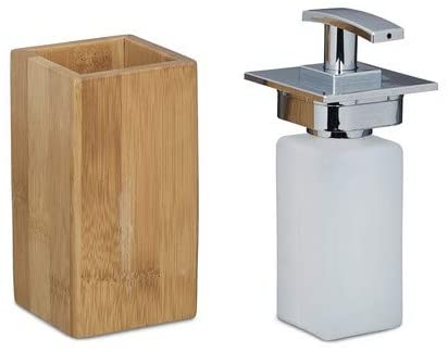 Relaxdays Σαπουνοθήκη Dispenser από Bamboo - Natural - 4052025205461