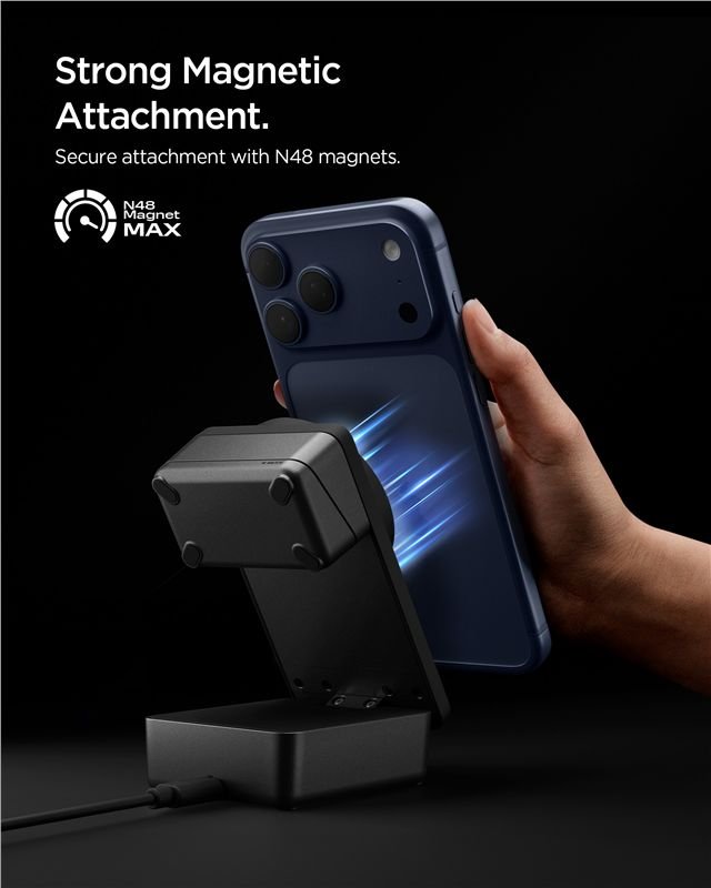 Spigen 3in1 Μαγνητικός Ασύρματος Φορτιστής MagSafe 25W Qi2.2 - ESSENTIAL EF323MQ - Black