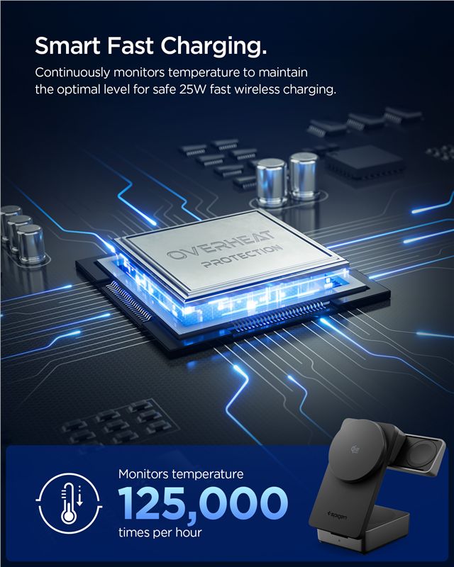 Spigen 3in1 Μαγνητικός Ασύρματος Φορτιστής MagSafe 25W Qi2.2 - ESSENTIAL EF323MQ - Black