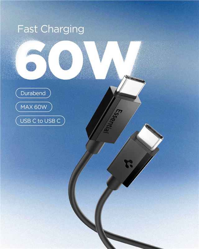 Spigen EB6010CC Essential - Καλώδιο Γρήγορης Φόρτισης 60W Type C to Type C - 100 cm - Black