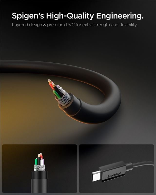 Spigen EB6010CC Essential - Καλώδιο Γρήγορης Φόρτισης 60W Type C to Type C - 100 cm - Black