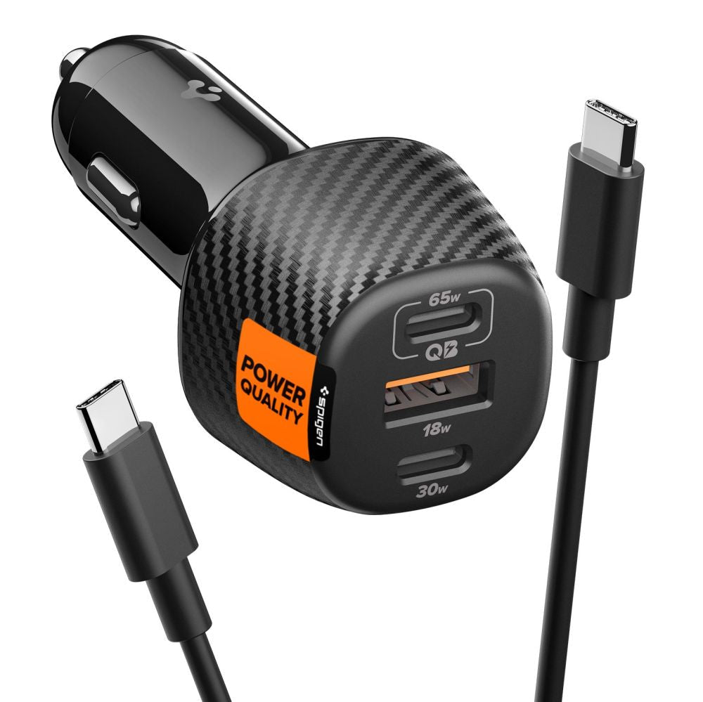 Spigen Φορτιστής Αυτοκινήτου 113W με 2 Θύρες Type - C με 1 Θύρα USB και Καλώδιο Type - C - Essential EV1133 - Black