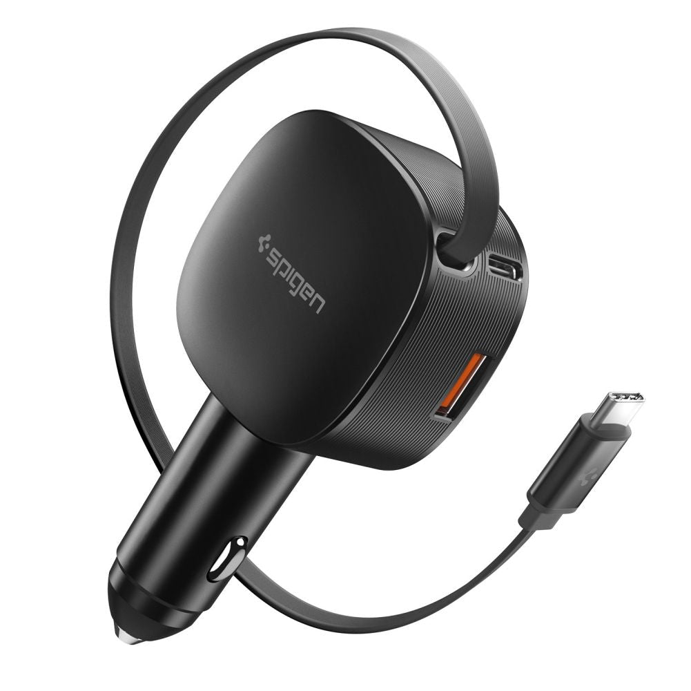 Spigen Φορτιστής Αυτοκινήτου 60W με 1 Θύρα Type - C με 1 Θύρα USB και Ενσωματωμένο Καλώδιο Type - C - EV603BT Essential - Black
