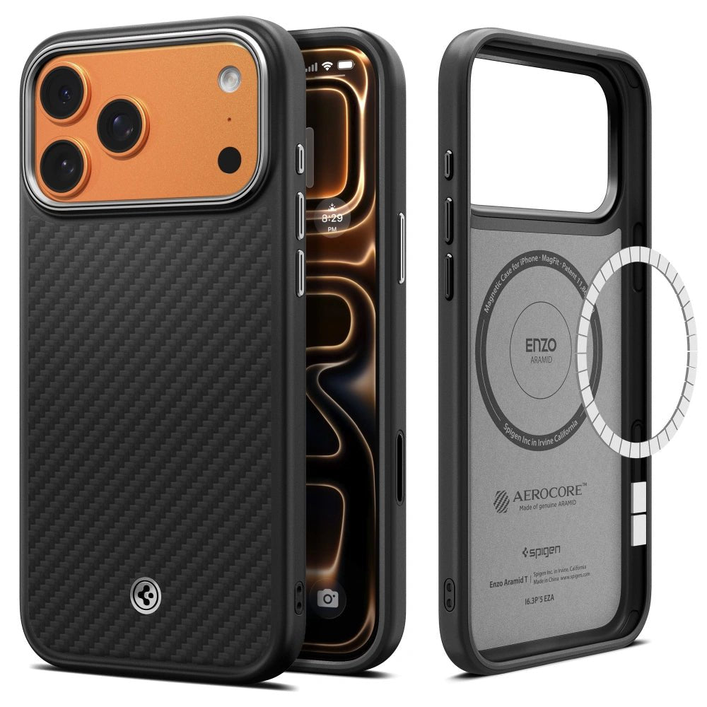Spigen iPhone 17 Pro - Enzo Aramid T Mag - Σκληρή Θήκη Aramid Fiber με MagSafe - Black / Silver