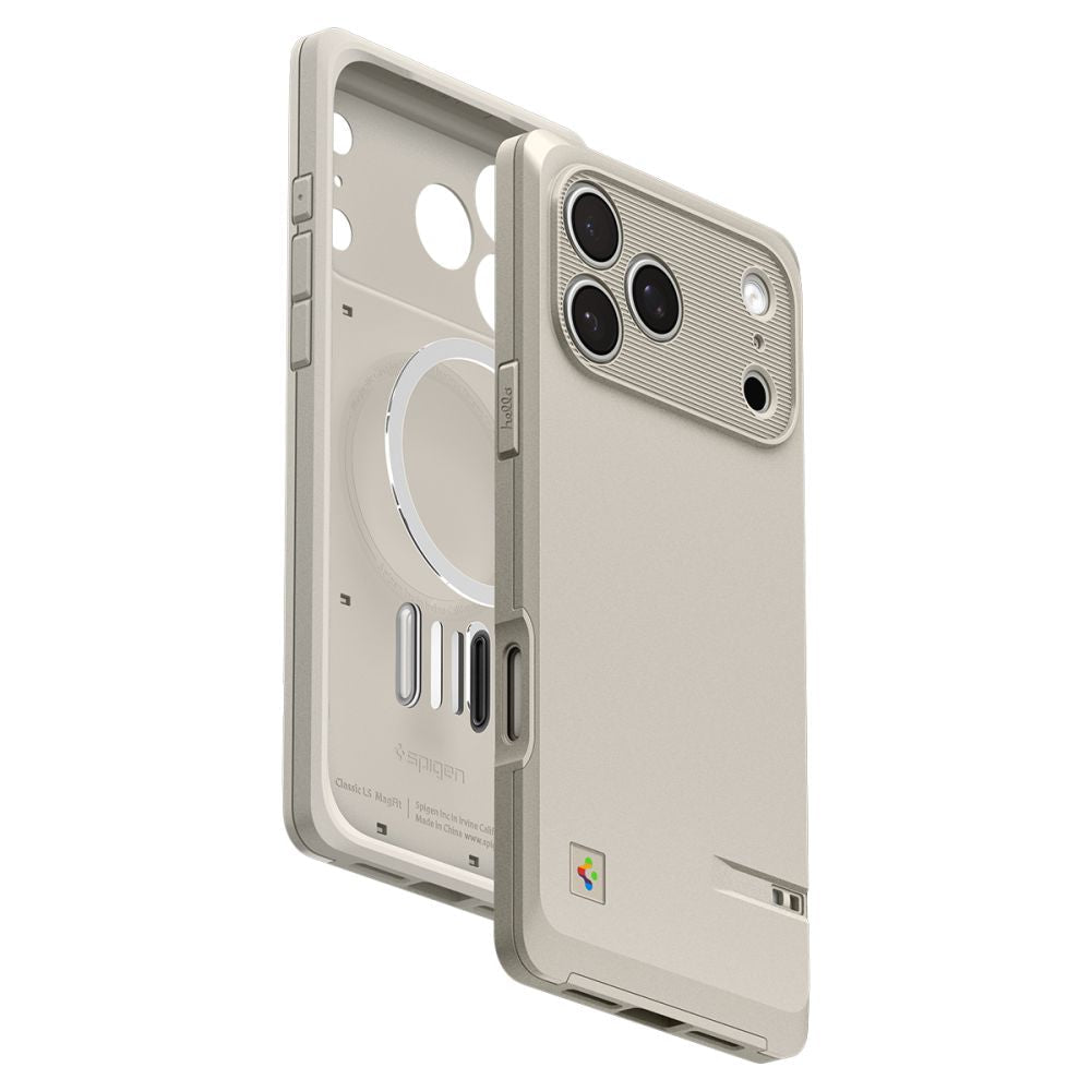 Spigen iPhone 17 Pro Max - Σκληρή Θήκη με Πλαίσιο Σιλικόνης και MagSafe - Classic LS - Stone