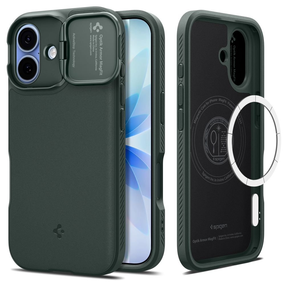 Spigen iPhone 17 - Θήκη Σιλικόνης με Κάλυμμα για την Κάμερα και MagSafe - Optik Armor Mag - Abyss Green