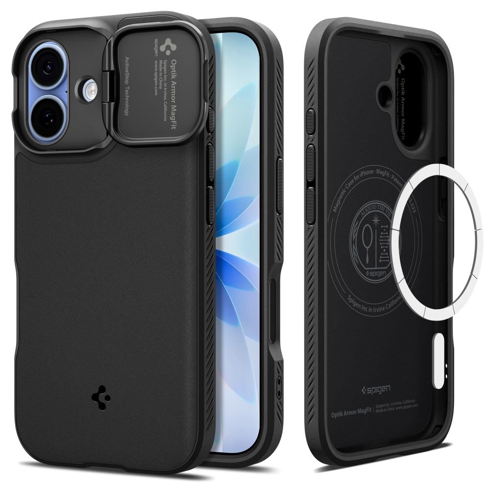 Spigen iPhone 17 - Θήκη Σιλικόνης με Κάλυμμα για την Κάμερα και MagSafe - Optik Armor Mag - Black