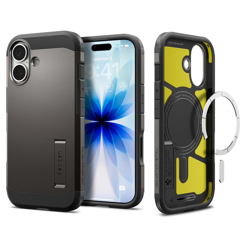 Spigen iPhone 17 - Tough Armor T Mag - MagSafe Σκληρή Θήκη με Πλαίσιο Σιλικόνης και Σταντ - Gunmetal