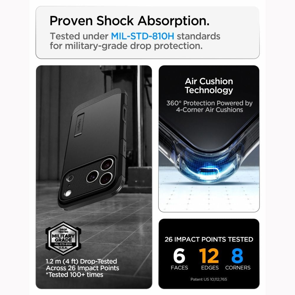 Spigen iPhone 18 Pro / iPhone 17 Pro - MagSafe Σκληρή Θήκη με Πλαίσιο Σιλικόνης και Σταντ - Tough Armor T Mag - Black
