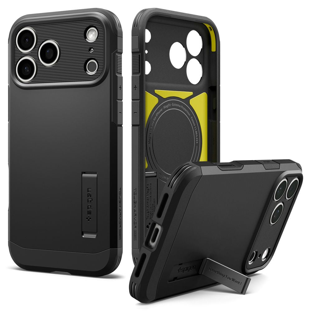 Spigen iPhone 18 Pro / iPhone 17 Pro - MagSafe Σκληρή Θήκη με Πλαίσιο Σιλικόνης και Σταντ - Tough Armor T Mag - Black