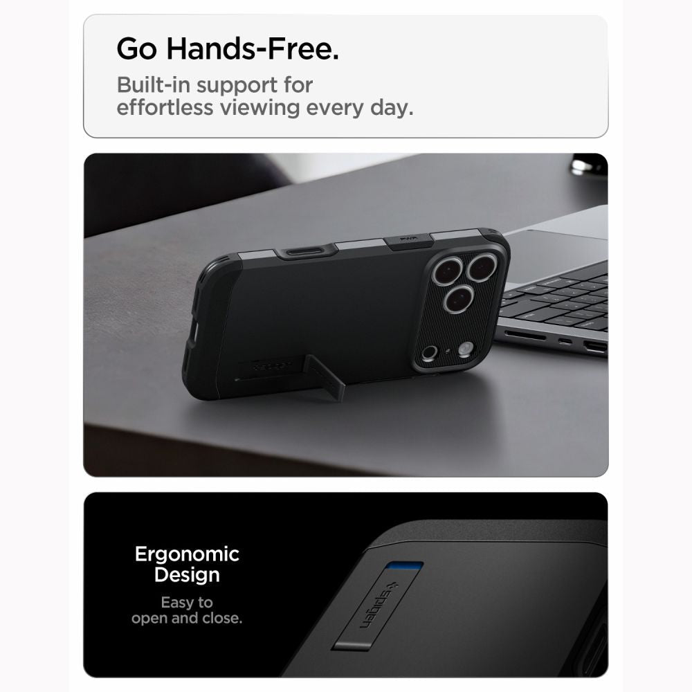 Spigen iPhone 18 Pro / iPhone 17 Pro - MagSafe Σκληρή Θήκη με Πλαίσιο Σιλικόνης και Σταντ - Tough Armor T Mag - Black