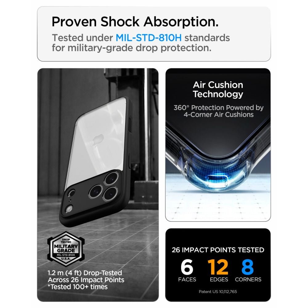 Spigen iPhone 18 Pro Max / iPhone 17 Pro Max - Σκληρή Θήκη με Πλαίσιο Σιλικόνης - Ultra Hybrid - Matte Black
