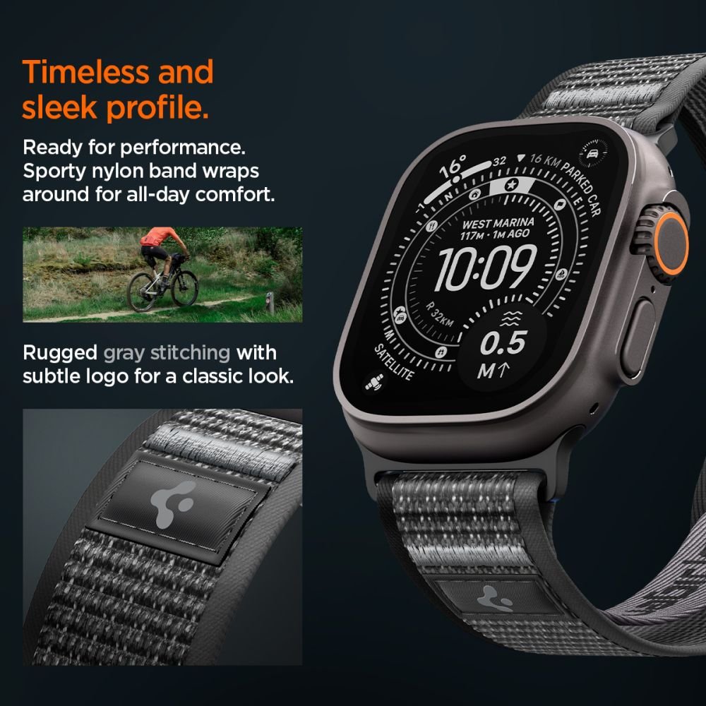 Spigen Λουράκι Apple Watch 8/9/10/11 - SE (1/2/3) - Ultra (1/2/3) – 44/45/46/49mm - Athlex Air 2 - Active Black / Grey