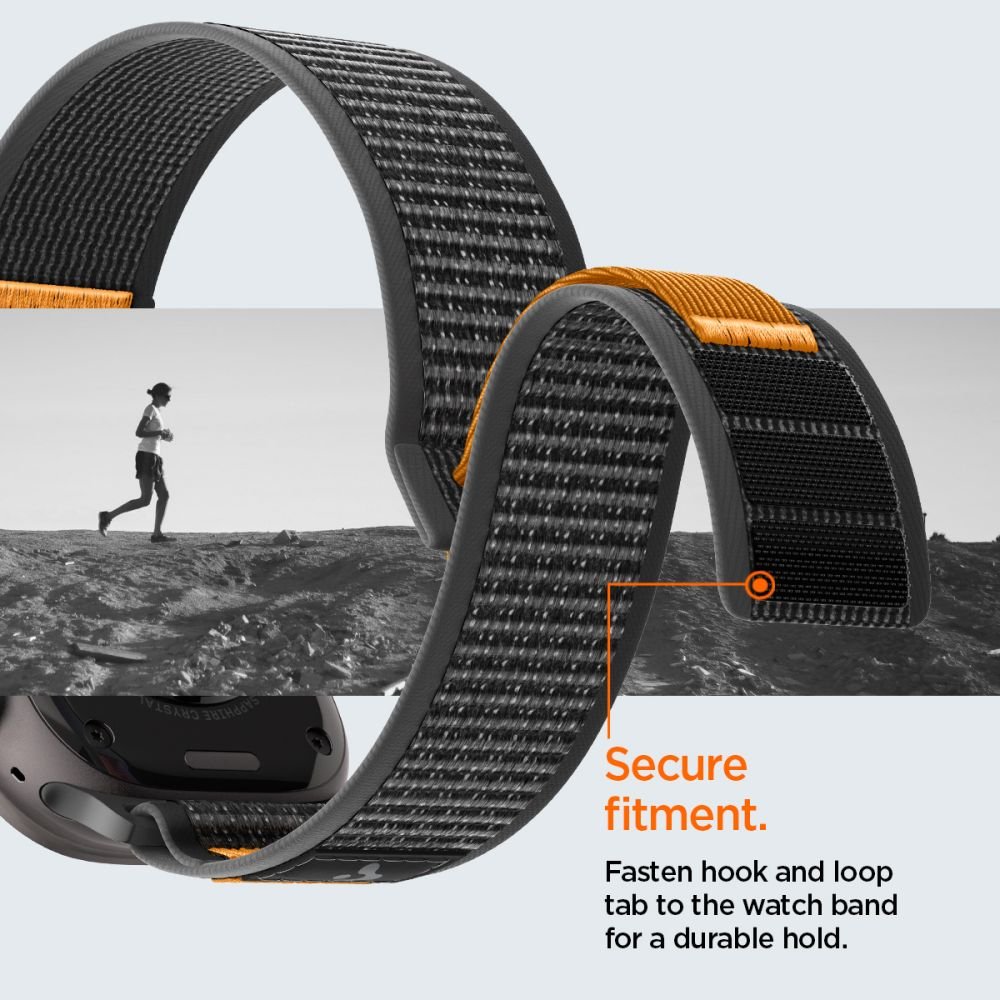 Spigen Λουράκι Apple Watch 8/9/10/11 - SE (1/2/3) - Ultra (1/2/3) – 44/45/46/49mm - Athlex Air 2 - Active Black / Orange