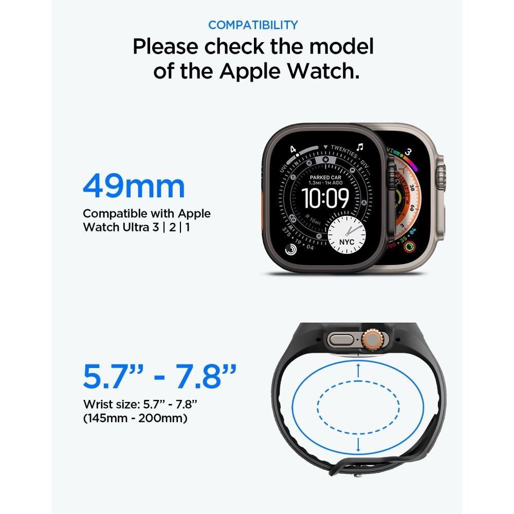 Spigen Λουράκι Apple Watch Ultra (1/2/3) - 49mm με Θήκη Προστασίας και Αντιχαρακτικό Γυαλί Οθόνης - Liquid Air Pro - Black