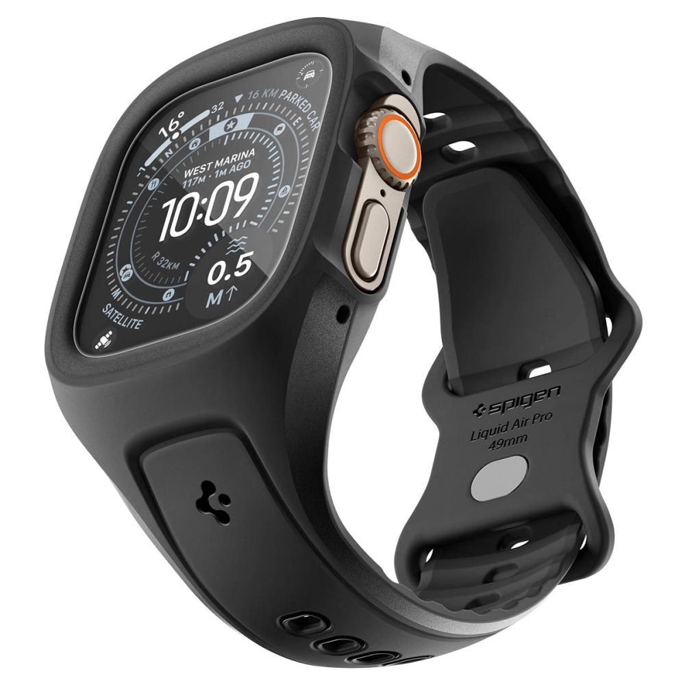 Spigen Λουράκι Apple Watch Ultra (1/2/3) - 49mm με Θήκη Προστασίας και Αντιχαρακτικό Γυαλί Οθόνης - Liquid Air Pro - Black