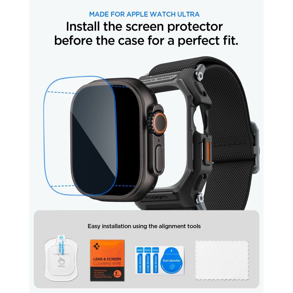Spigen Λουράκι Apple Watch Ultra (1/2/3) - 49mm με Θήκη Προστασίας και Αντιχαρακτικό Γυαλί Οθόνης - Lite Fit Pro - Matte Black