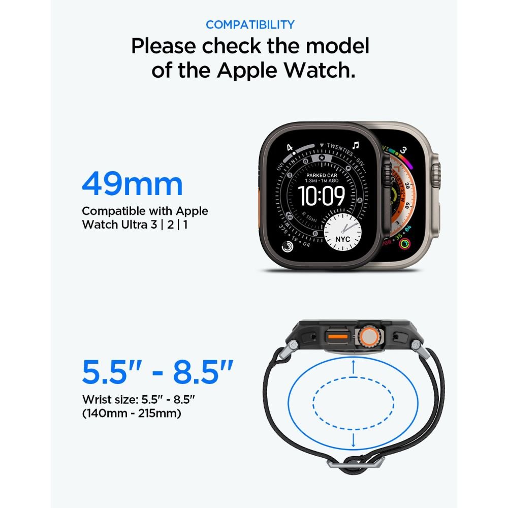 Spigen Λουράκι Apple Watch Ultra (1/2/3) - 49mm με Θήκη Προστασίας και Αντιχαρακτικό Γυαλί Οθόνης - Lite Fit Pro - Matte Black