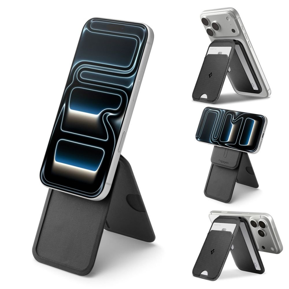 Spigen Μαγνητική Θήκη για 3 Κάρτες και Stand Κινητού από Συνθετικό Δέρμα - S314 - 2 - Black