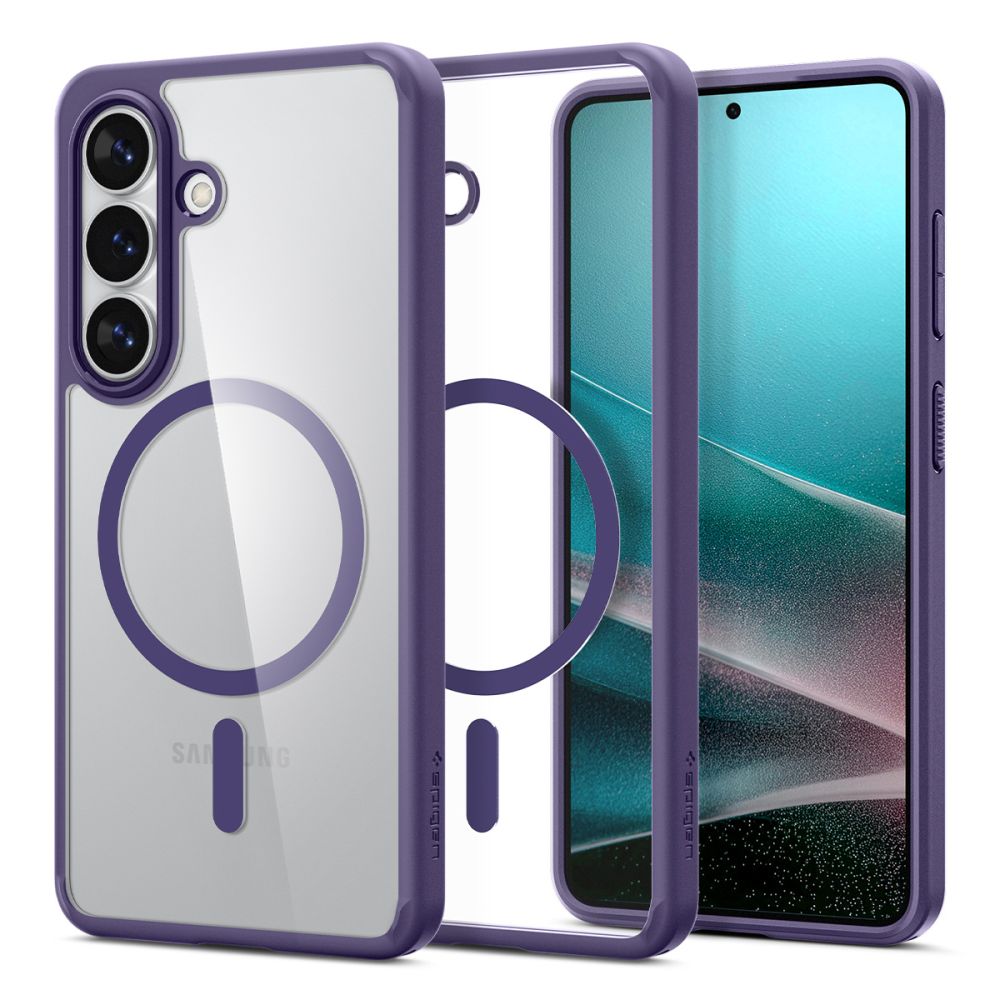 Spigen Samsung Galaxy S26 - Σκληρή Θήκη με Πλαίσιο Σιλικόνης Και MagSafe - Ultra Hybrid Mag - Clear / Deep Purple
