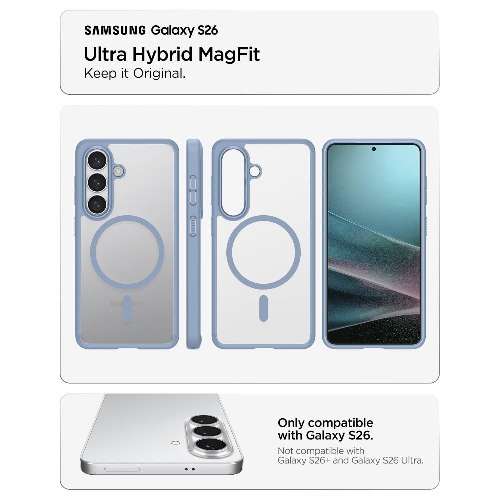 Spigen Samsung Galaxy S26 - Σκληρή Θήκη με Πλαίσιο Σιλικόνης Και MagSafe - Ultra Hybrid Mag - Clear / Light Blue