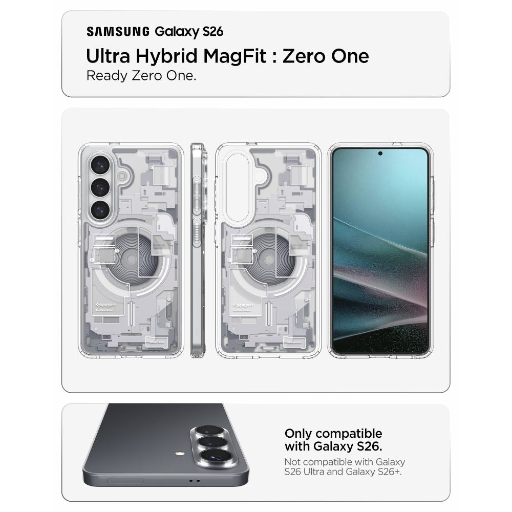 Spigen Samsung Galaxy S26 - Σκληρή Θήκη με Πλαίσιο Σιλικόνης και MagSafe - Ultra Hybrid Mag - Zero One White