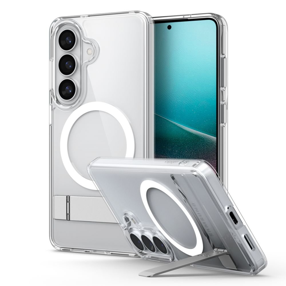 Spigen Samsung Galaxy S26 - Σκληρή Θήκη με Πλαίσιο Σιλικόνης και Stand - Ultra Hybrid S MagSafe - Clear / White