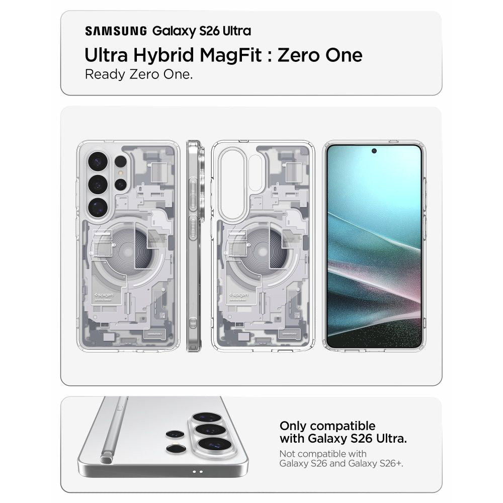 Spigen Samsung Galaxy S26 Ultra - Σκληρή Θήκη με Πλαίσιο Σιλικόνης και MagSafe - Ultra Hybrid Mag - Zero One White
