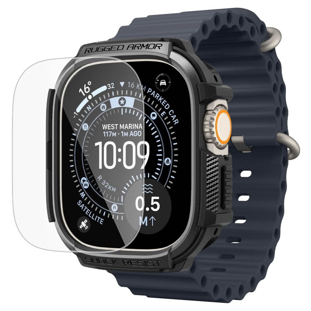 Spigen Θήκη Apple Watch Ultra (1/2/3) - 49mm και Αντιχαρακτικό Γυαλί Οθόνης - Rugged Armor - Matte Black