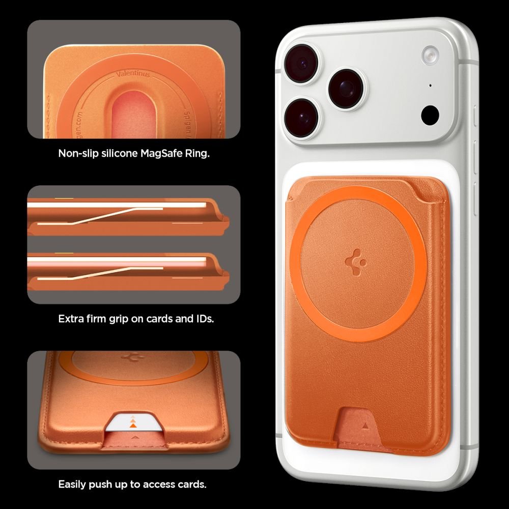 Spigen Universal Θήκη για Κάρτες - Valentinus MagFit+ MagSafe Card Holder - Metallic Orange
