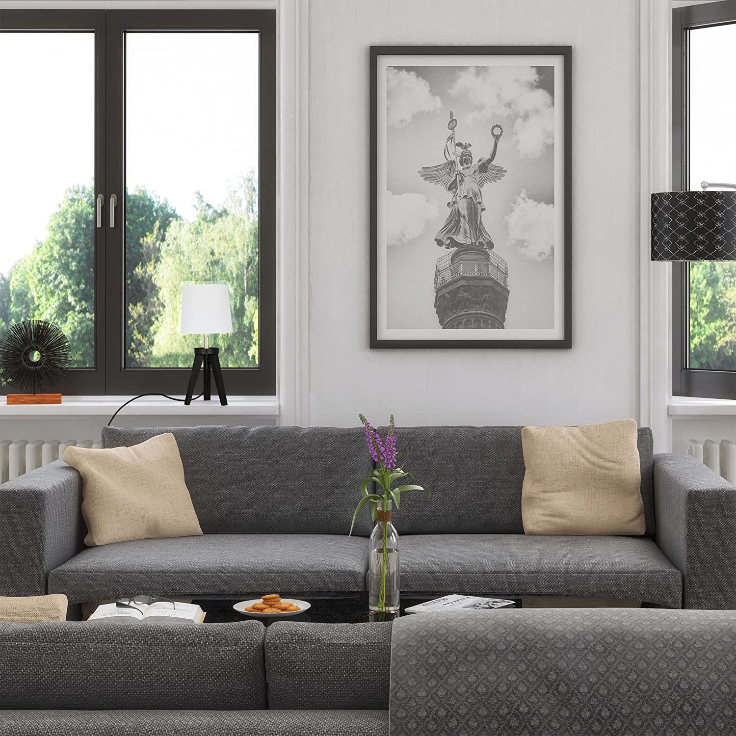 Relaxdays Φωτιστικό Τρίποδο από Φυσικό Ξύλο - Black / White - 4052025413491