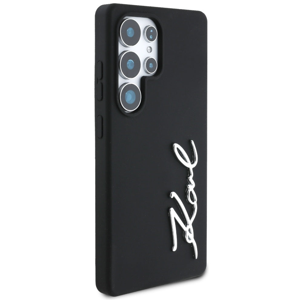 Karl Lagerfeld Samsung Galaxy S25 Ultra - Silicone Metal Signature Logo - Σκληρή Θήκη Σιλικόνης - Black - KLHCS25LSCMSMVK