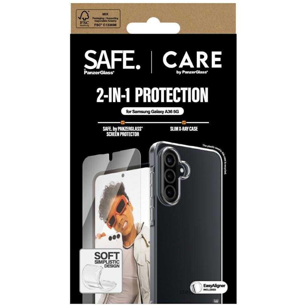 Care by PanzerGlass Samsung Galaxy A36 5G - Fashion 2in1 Σετ με 1 Αντιχαρακτικό Γυαλί Οθόνης και 1 Θήκη Σιλικόνης - Clear