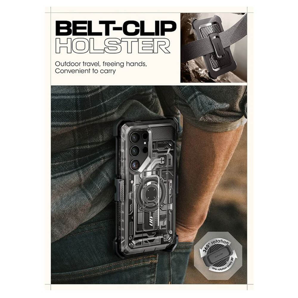 Supcase Samsung Galaxy S24 Ultra Unicorn Beetle Pro 2 Σκληρή Θήκη με Προστασία Οθόνης και Stand - Frost Black