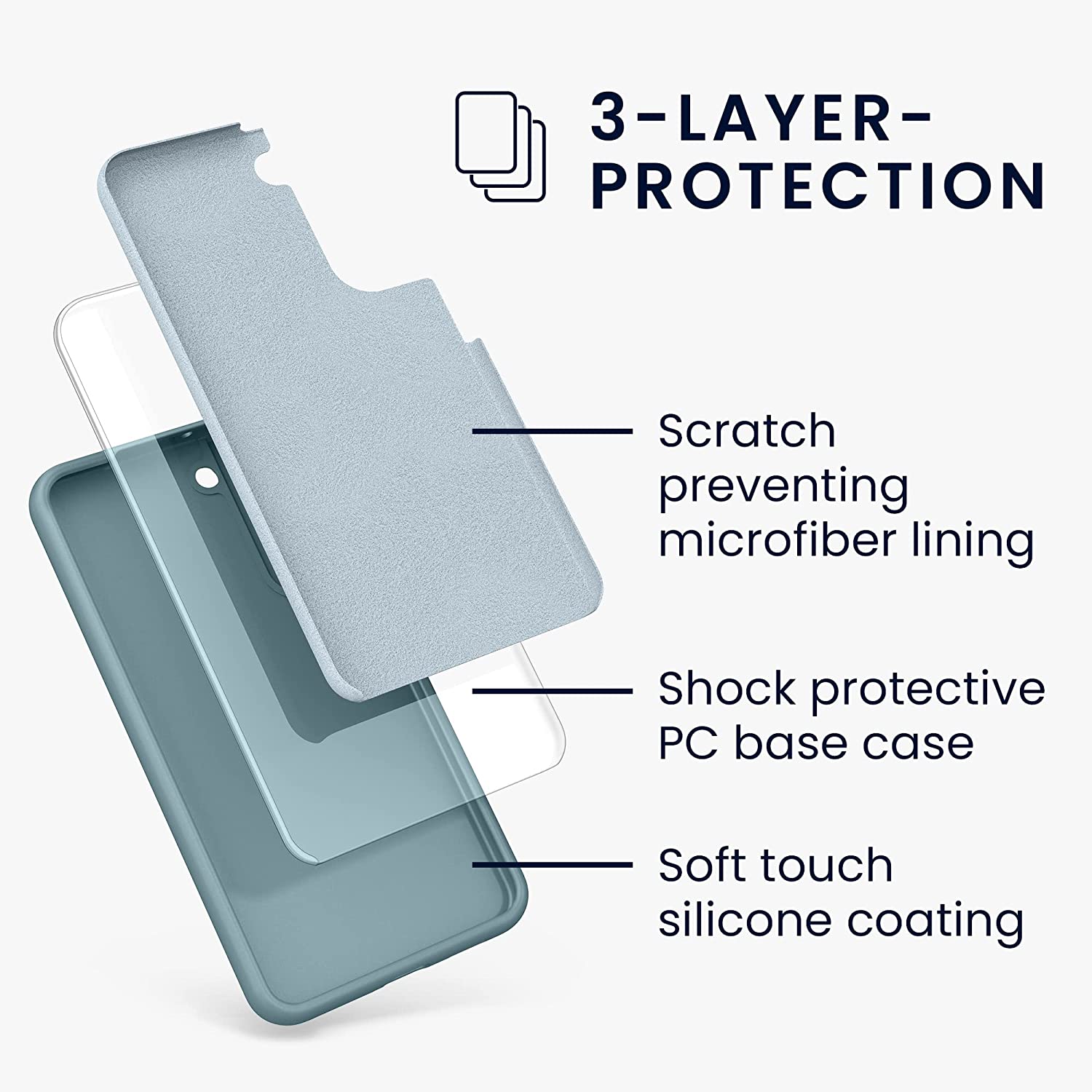 KW Samsung Galaxy S22 Plus Θήκη Σιλικόνης Rubberized TPU - Stone Blue - 56761.206