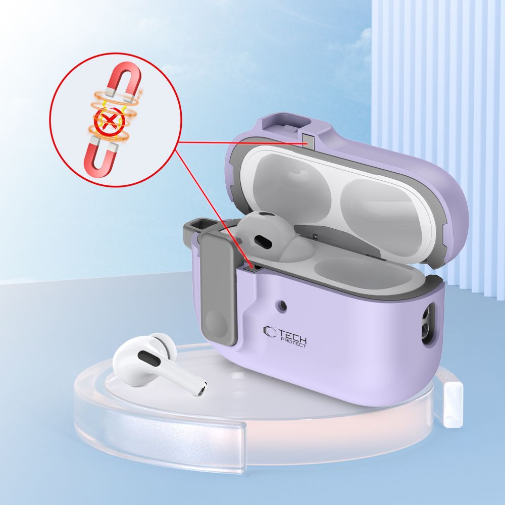 Tech-Protect AirPods Pro 1 / 2 Θήκη από Σκληρό Πλαστικό - Slim Hook - Lavender