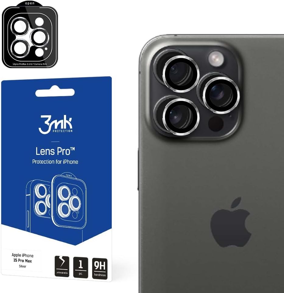 3MK iPhone 15 Pro Max Lens Protection Pro 9H Αντιχαρακτικό Γυαλί για την Κάμερα - Silver