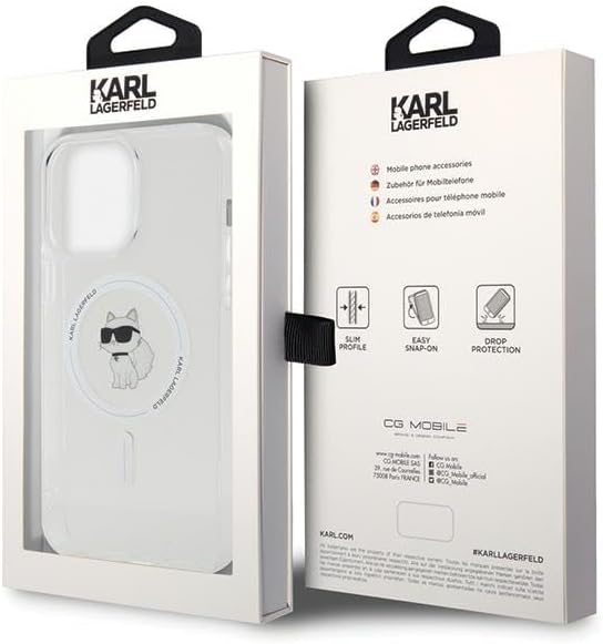 Karl Lagerfeld iPhone 15 Pro Max - IML Choupette Magsafe Σκληρή Θήκη με Πλαίσιο Σιλικόνης και MagSafe - Διάφανη - KLHMP15XHFCCNOT
