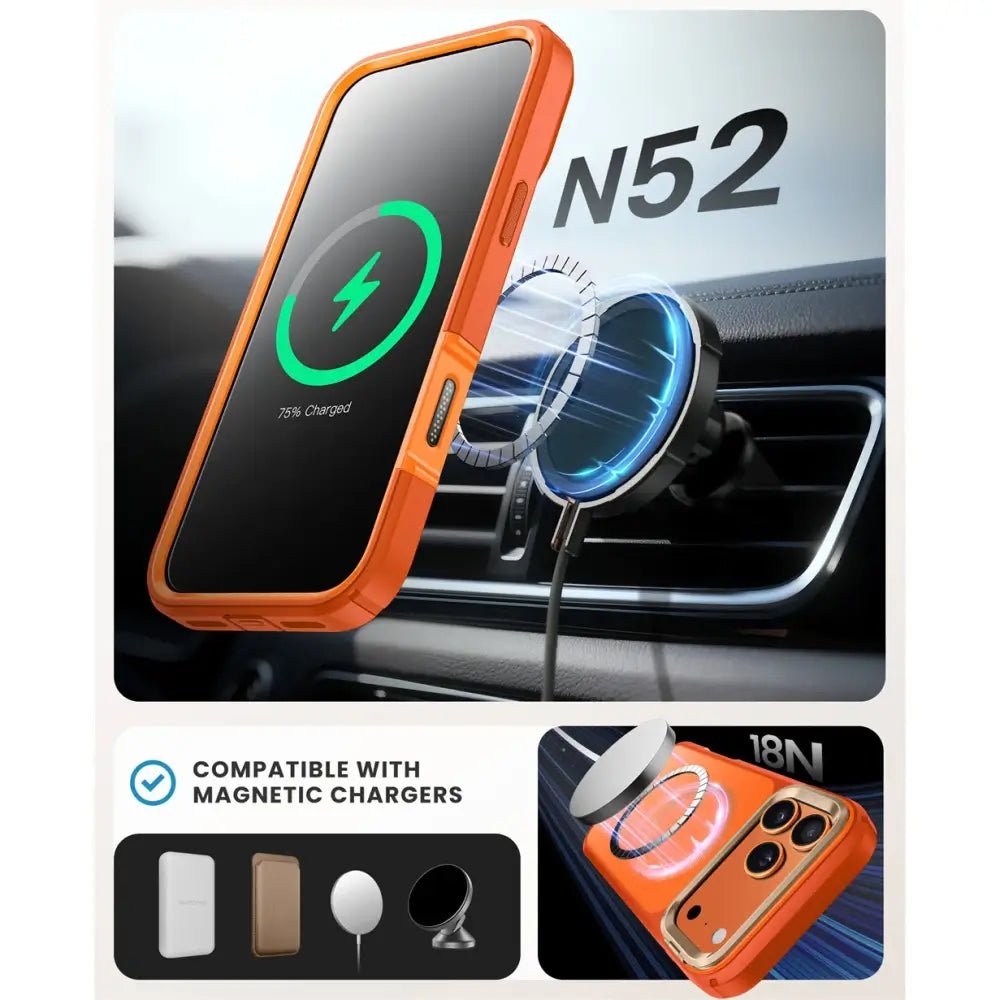 Supcase iPhone 17 Pro Max - IBLSN Ares Flip Mag - MagSafe Σκληρή Θήκη με Πλαίσιο Σιλικόνης και Προστασία Οθόνης και Stand - Coral