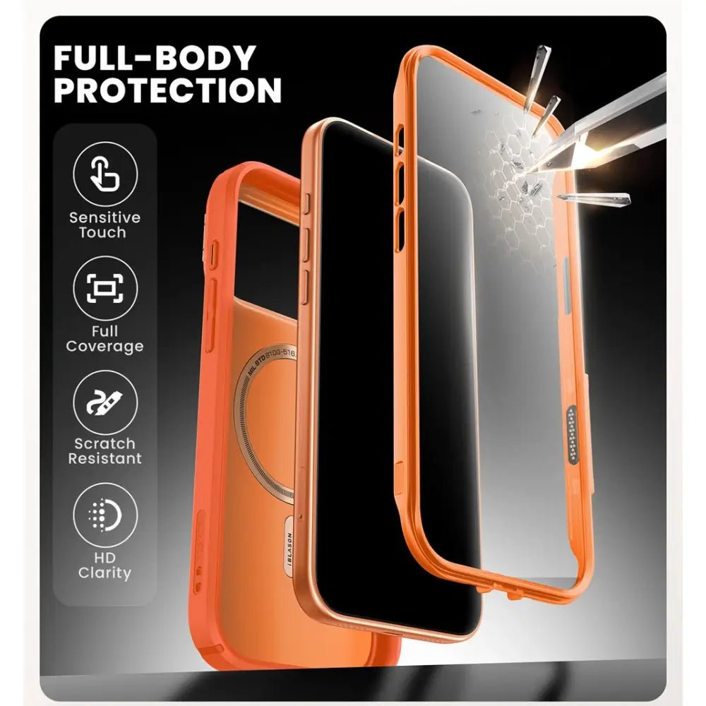 Supcase iPhone 17 Pro Max - IBLSN Ares Flip Mag - MagSafe Σκληρή Θήκη με Πλαίσιο Σιλικόνης και Προστασία Οθόνης και Stand - Coral