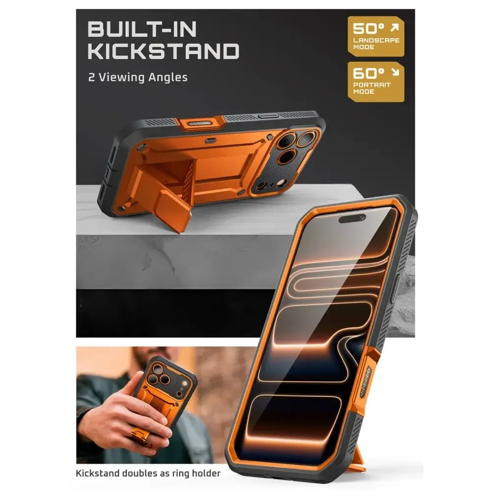 Supcase iPhone 17 Pro Max - Unicorn Beetle Pro - Σκληρή Θήκη με Προστασία Οθόνης και Stand - Coral