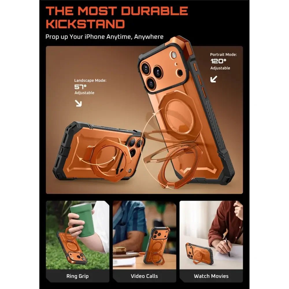 Supcase iPhone 17 Pro - UB Grip Mag - Σκληρή Θήκη με MagSafe και Stand - Clear / Coral