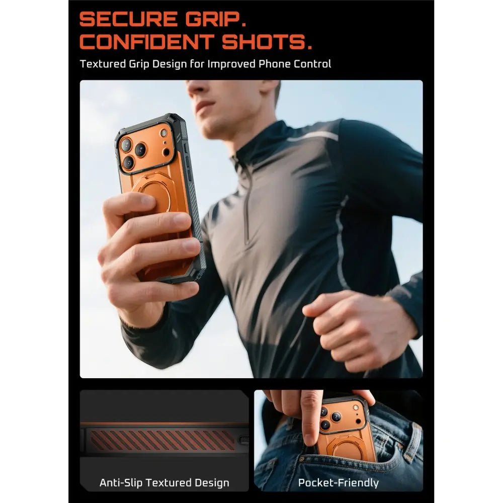 Supcase iPhone 17 Pro - UB Grip Pro Mag - Σκληρή Θήκη με Προστασία Οθόνης και MagSafe / Stand - Clear / Coral