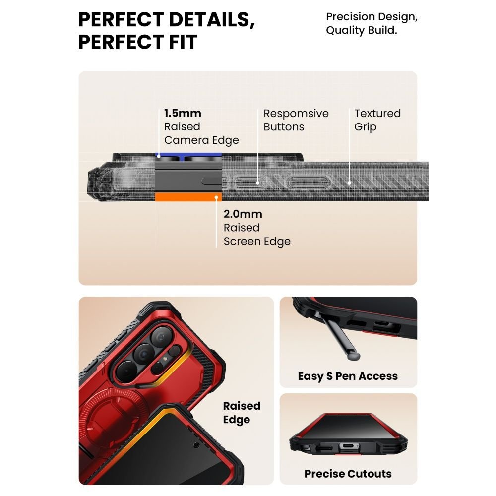 Supcase Samsung Galaxy S26 Ultra - IBLSN Armorbox - MagSafe Σκληρή Θήκη με Πλαίσιο Σιλικόνης και Προστασία Οθόνης και Stand - Ruddy