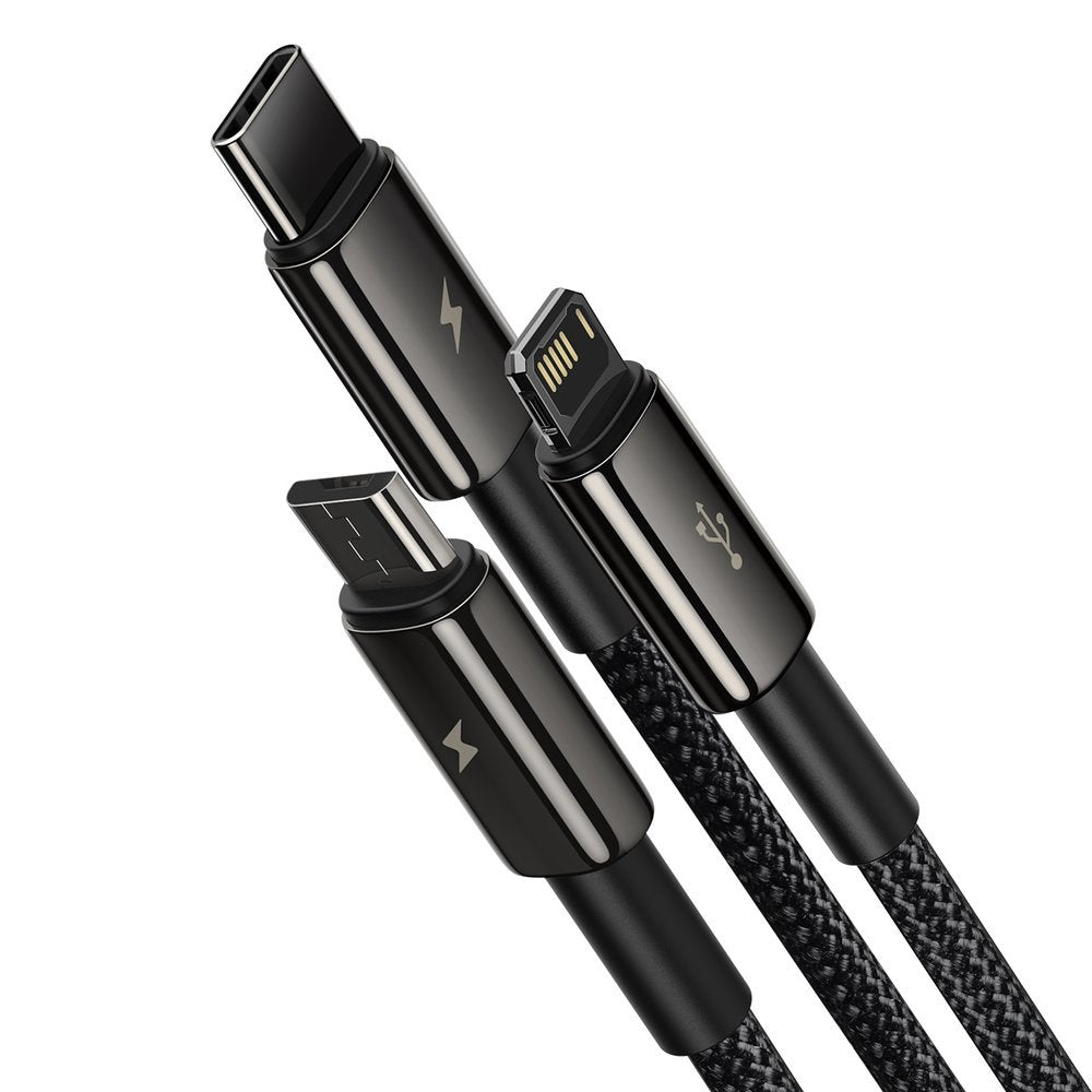Baseus Tungsten Gold 3in1 Καλώδιο Φόρτισης 3.5A 1.5m - Micro USB / Lightning / Type-C - Black - CAMLTWJ-01