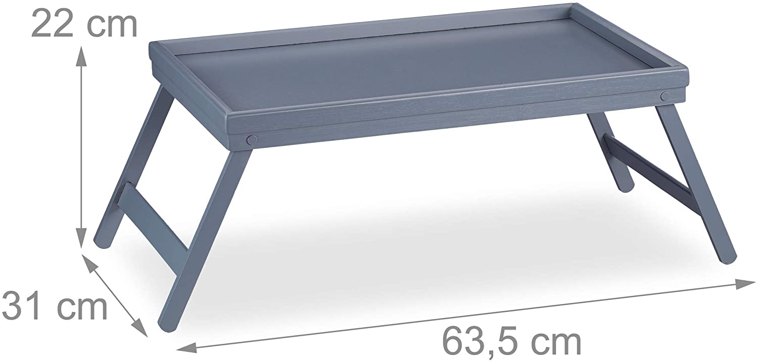 Relaxdays Τραπεζάκι Σερβιρίσματος Φαγητού από Μπαμπού - Grey - 4052025261306