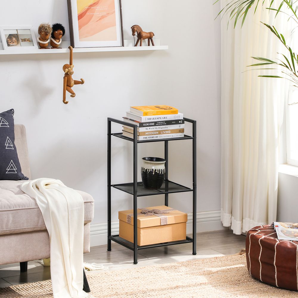 Songmics Μεταλλική Ραφιέρα 3 Επιπέδων - 38 x 30 x 72 cm - Black - BSC33BK